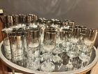 49 Piece Vtg Mcm Dorothy Thorpe  Silver Fade Mercury Glass Bar Set