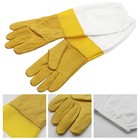 Beekeeping Gloves Yellow Short Mesh Protective Sleeves Breathable Leather Cloth