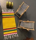 Vintage Dollhouse Miniature Furniture Lot Desk  Chair  Toys  Beach Chairs