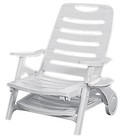 Rolling  Folding  Five Position Reclining Patio Sun Lounger Or Deck Chair  White
