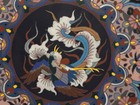 Antique Japanese Cloisonne Charger Plate W Scalloped Edge Ho-o Bird Meiji Period