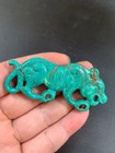 Wow Chinese Turquoise Hand Carved  wing Tiger  2faces Pendant    