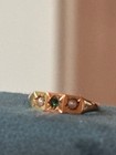 Antique 10k Gold Baby Ring Size 0 Seed Pearls Green Stone Victorian Era