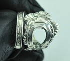 Solid 925 Sterling Silver Four-leaf-clover Horseshoe Adjustable Spoon Ring