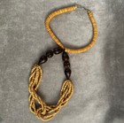 Wooden 90 s Statement Vintage Chain Hand Carved 2 Tone Beads Bohemian