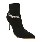 Women Silver Metal Chain Boot Bracelet Shoe Heart Love Charm Elegant Jewelry
