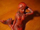 Cast Iron Mermaid Figurine Statue Nautical Red Rustic Tropical Beach Home Decor