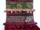 Velvet Brocade Christmas Card Holder Stocking Giant 33    Burgundy Green Tassels