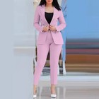 2pcs Women Office Clothing Set Long Sleeve Blazer Jacket   High Waist Pencil