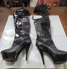 Ellie 609 Felicia Pointed Toe Platform Stiletto Thigh High Boots  Black  Size 8
