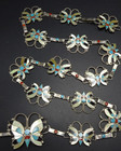 Zuni Rosita Anselm Wallace Sterling Silver Butterfly Turq Coral Inlay Link Belt