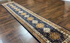 Indo Per sian Runner Rug 2 6 X 12 7 Indian Kashmiri Navy Blue Wool Vintage