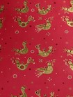 Vtg Christmas Wrapping Paper 2 Yards Gift Wrap Red With Gold Dove Partridge
