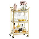 Bar Cart 3 Tier Home Kitchen Serving Wine Rack Glass Holders