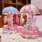 Horse Carousel Music Box Toy Light Clockwork Vintage Musical Birthday Gifts