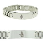 Masonic Bracelet - Silver Tone - Stainless Steel Freemason - Linkage Bracelet
