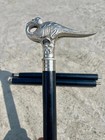 Silver Bird Handle Walking Stick  Elegant Wooden Cane For Men   Women