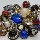 20 Gorgeous Vintage Jewel Button Lot Glass Set In Metal Rhinestone Prong Set
