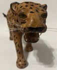 Large Vintage Leather Wrapped Leopard Cheetah Figure Sculpture Vgc 14 5  Long