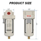 1 2 Npt Compressed Air Filter Water Separator Semi-auto Drain 0-145 Psi Brass