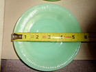 Set Of 4 Vintage Oven Fire King Ware Jane Ray Jadeite Saucers 5 75  Ribbed Rim