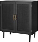 Sideboard Buffet Kitchen Storage Cabinet With Black Painted Rattan Decorated    