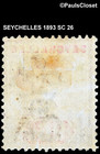 Seychelles 1893 Sc 26 Queen Victoria 90   Op Of A 96   Vio   Carm Stamp Mhr F vf