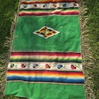 Antique Hand Woven Mexican Saltillo Serape Blanket Floral Stripe 79   43  