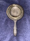Vintage 1970s Silver Plated Vanity Hand Mirror Ornate Floral 9 25    X 5    No Glass