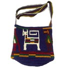 Southwestern Purple Knit Crossbody Bucket Bag With Llama   Multicolor Accents