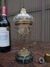 Antique 19thc  Empire Style Oil Petrol Lamp Marble Brass Eagle Glass Rare