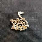 Multicolor Crystal   Rhinestone Swan Vintage Brooch Pin Unsigned