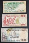 Vanuatu Rare Trio 100 500 1000 Vatu Small Number Aa000107 1982 New  unc   
