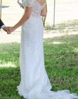 Morilee Ivory Lace Wedding Dress Size 10-12 Fit Flare Illusion Back Sheer Train