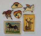 Vtg Lot Of 7 Enamel Magnets Stamp Unicorn Rainbow