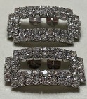 Vintage Rhinestone Shoe Clips Silver Tone Art Deco Hollywood Glam 1 75    1950   s