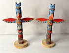 2 Vintage Northwest Coast Carved Souvenir Totem Poles From Alaska