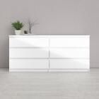 6 Drawer Double Dresser White High Gloss