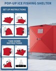 Insulated Pop-up Ice Fishing Tent for Winter Ice Fishing with Carrying Bag red