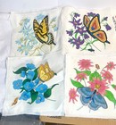 24  Vintage Fabric Quilt Blocks Butterflies Hand Painted Unfinished 9  Squares