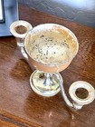 Vintage English Silver Plated Double Candelabra Epergne Centerpiece With Bowl