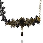 New Gothic Black Lace Anklet Gold Filigree Teardrop Boho Steampunk Halloween