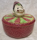 Vintage Ceramic Face Powder Container With Clown  Made In Japan