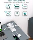 Surge Protector Power Strip 15 Ft  Addtam Flat Plug Extension Cord With 4 Usb Wa