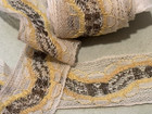 Antique vintage Embroidered Lace Trim Brown Metallic Accent Yellow Outline