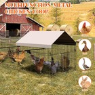 Large Metal Chicken Runs Coop Poultry Rabbits Walk-in Run Cage Silver With Cover