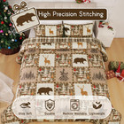 Christmas Queen Quilt Set 3pc Reversible Rustic Tree Elk Bear Patchwork Bedding