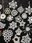 Vintage Hand Tatted crocheted Christmas Ornaments Snowflakes Heart  Lot Of 31
