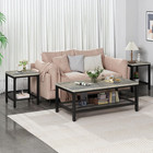 Awqm Coffee Table Set Of 3  Industrial Coffee Table With 2 Square End Side Table