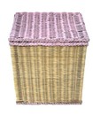 Vtg Wicker Child   s Dollhouse Shaped Toy Treasure Storage Hamper Pink Cottage